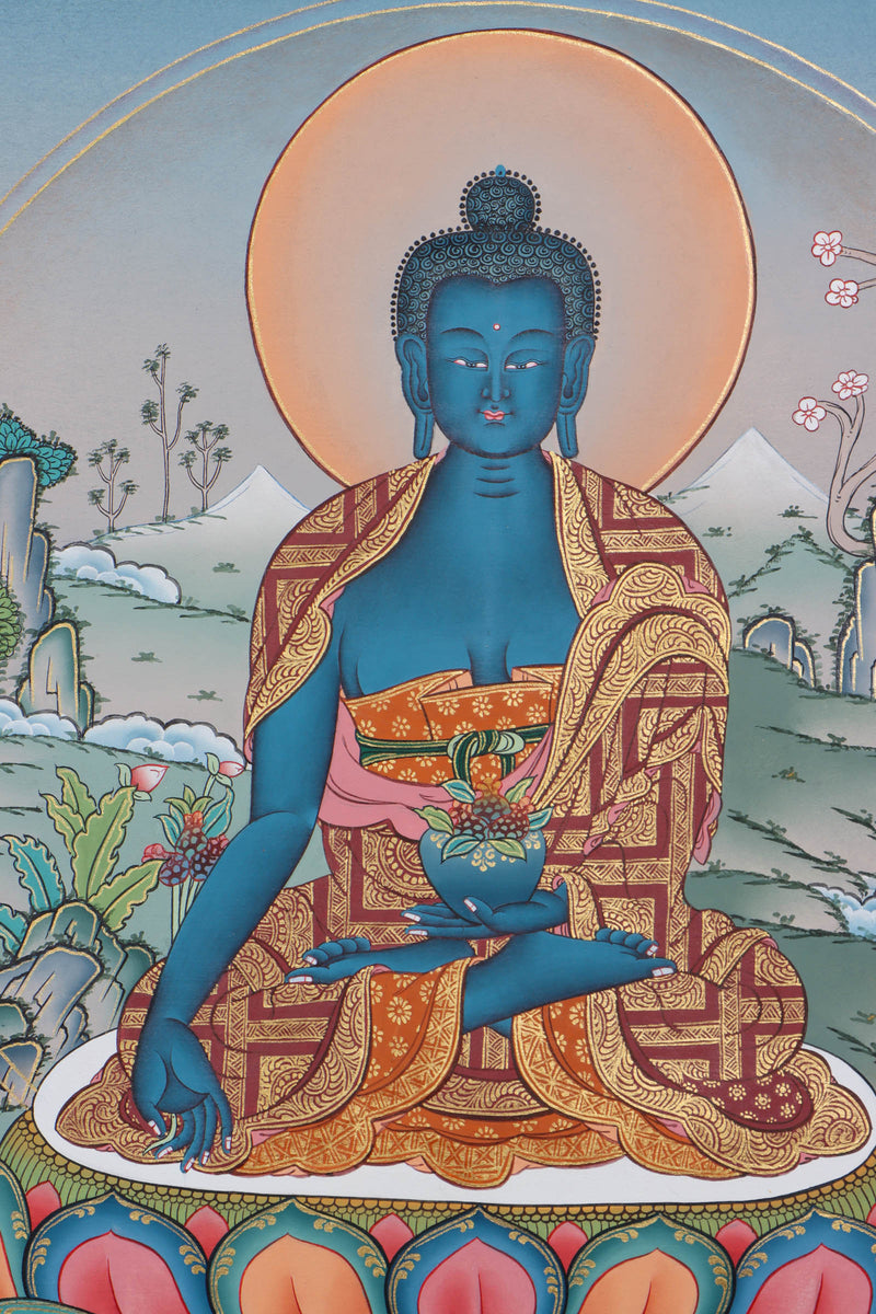 Medicine Buddha Thangka Painting - HimalayasShop