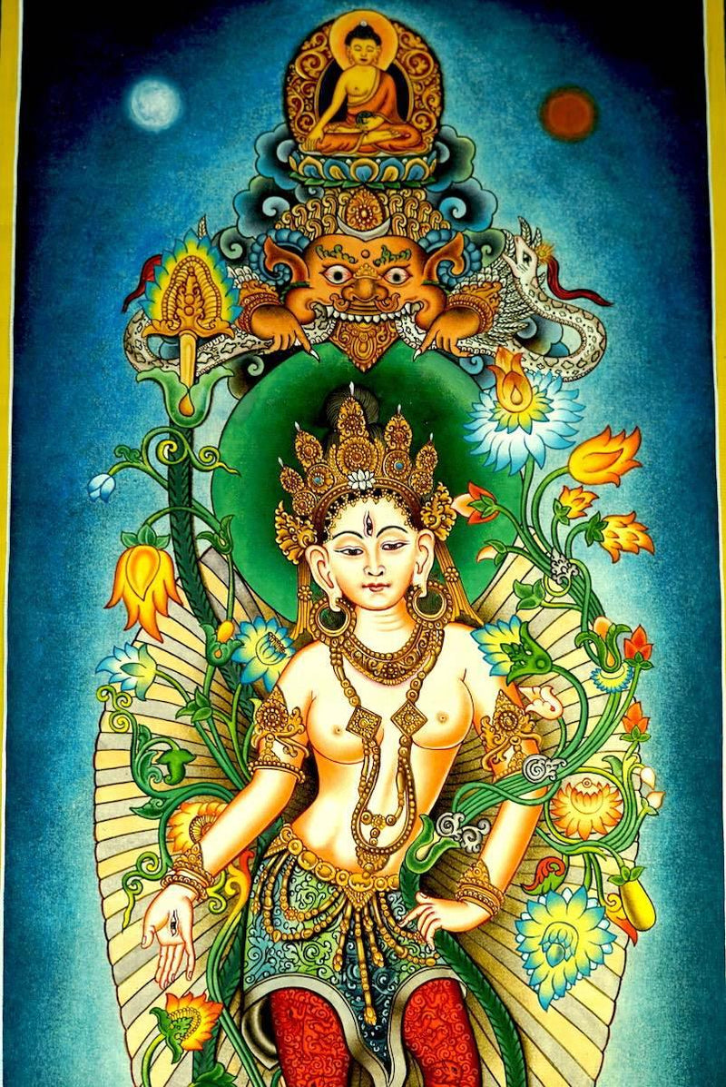 Standing White Tara Thangka in newari style