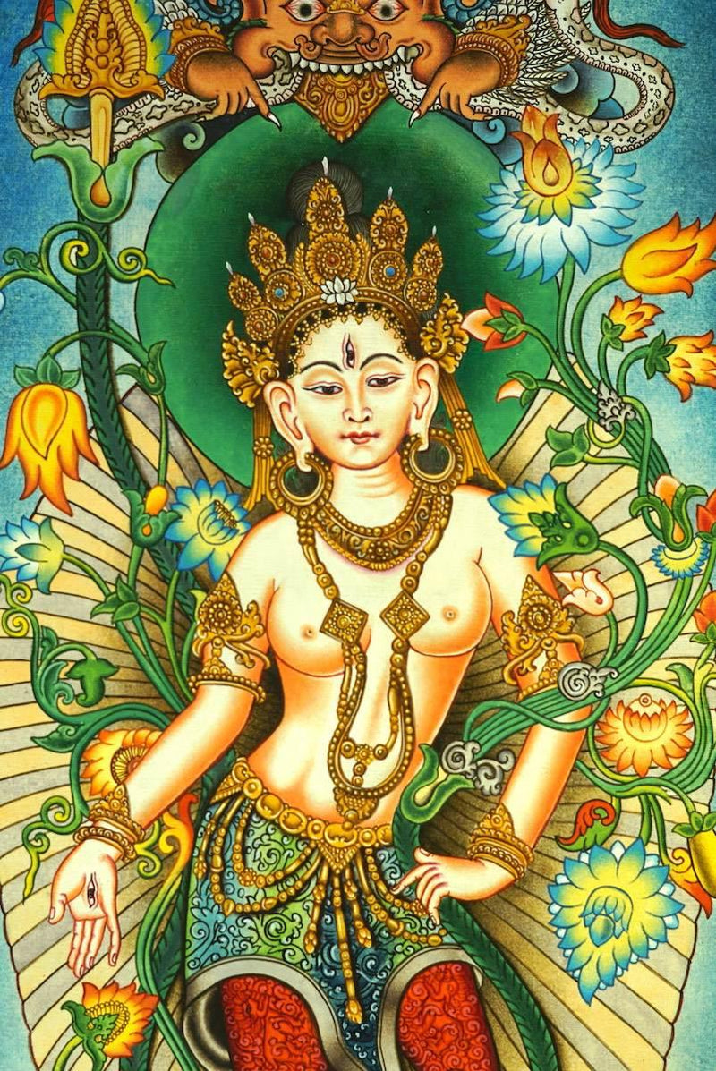 Standing White Tara Thangka in newari style
