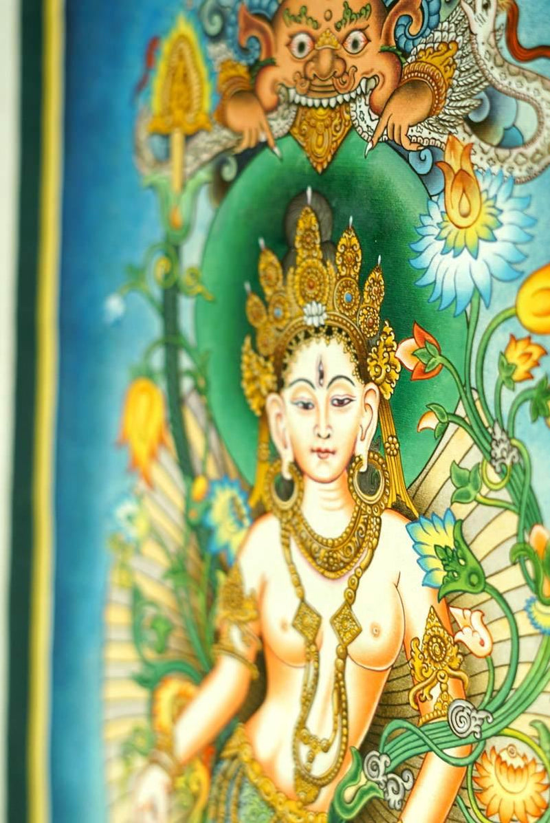 Standing White Tara Thangka in newari style