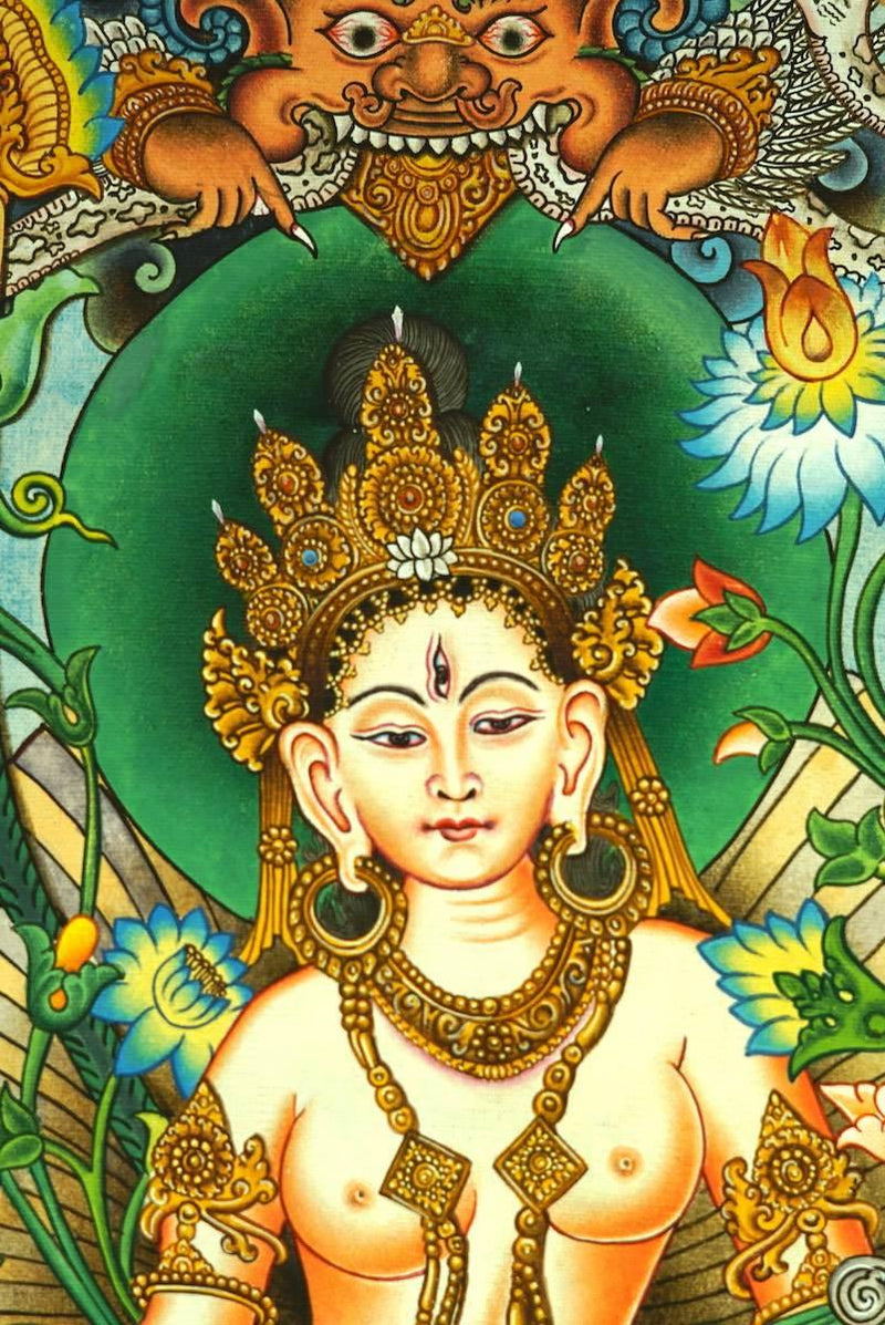 Standing White Tara Thangka in newari style