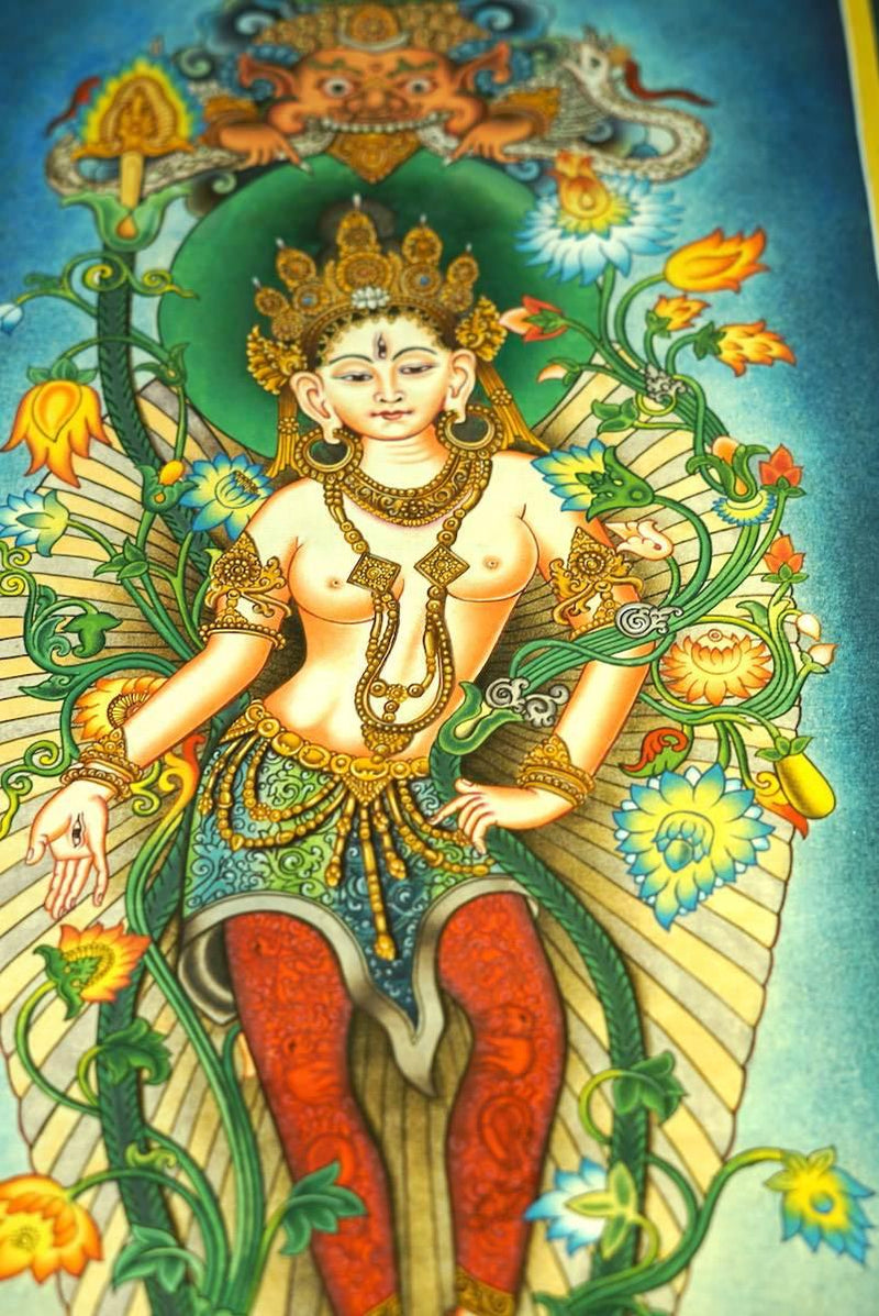 Standing White Tara Thangka in newari style