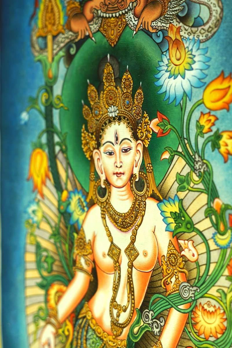 Standing White Tara Thangka in newari style