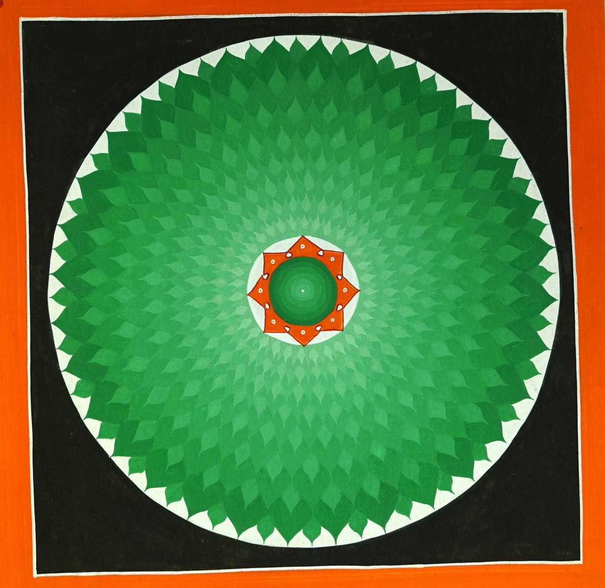Green Lotus Mandala Thangka art