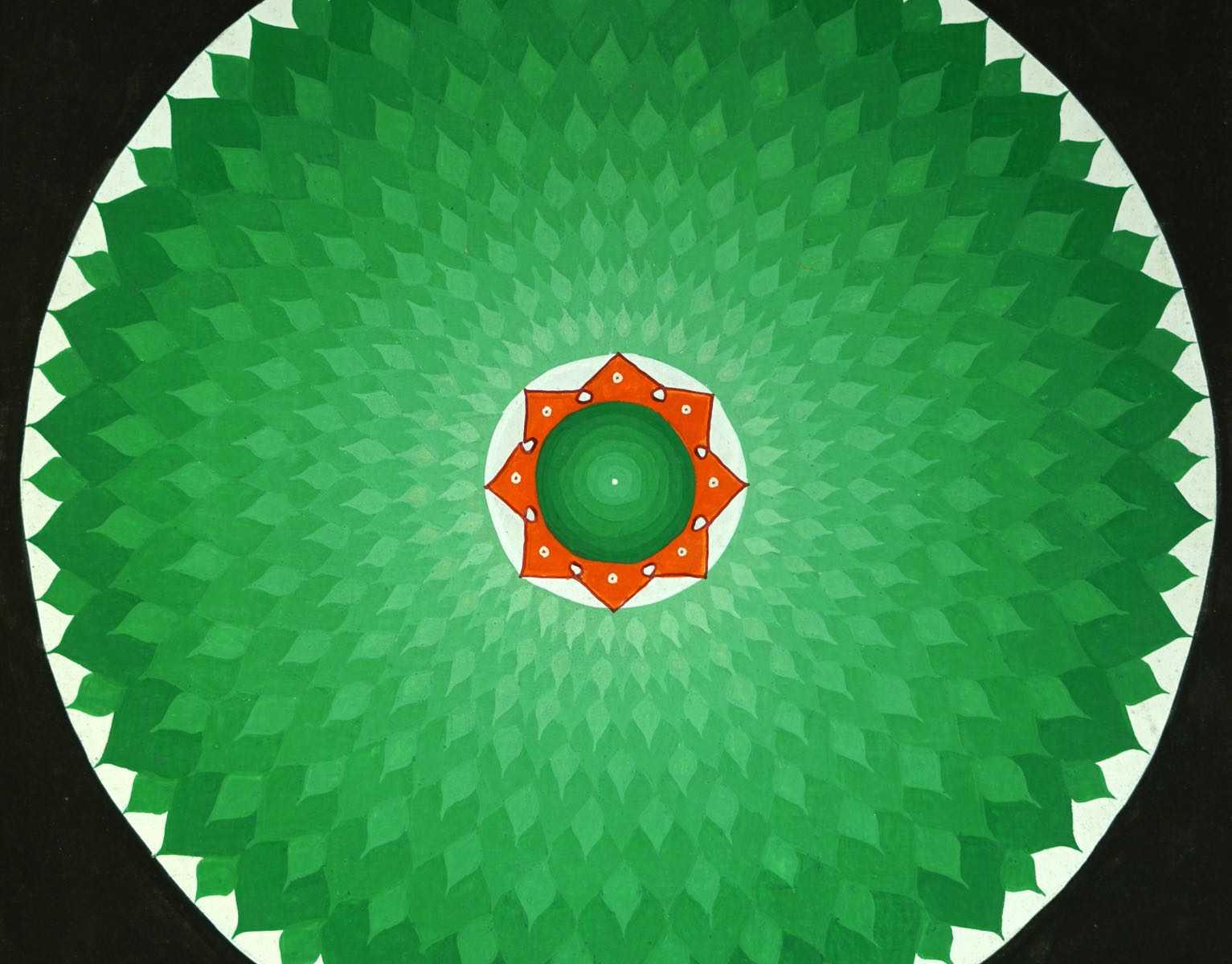 Green Lotus Mandala Thangka art