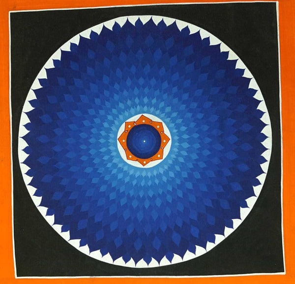 Thangka Painting of Blue Space Lotus Mandala