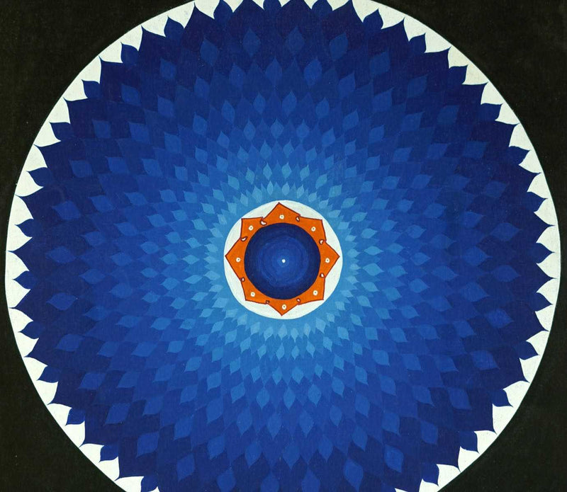 Thangka Painting of Blue Space Lotus Mandala