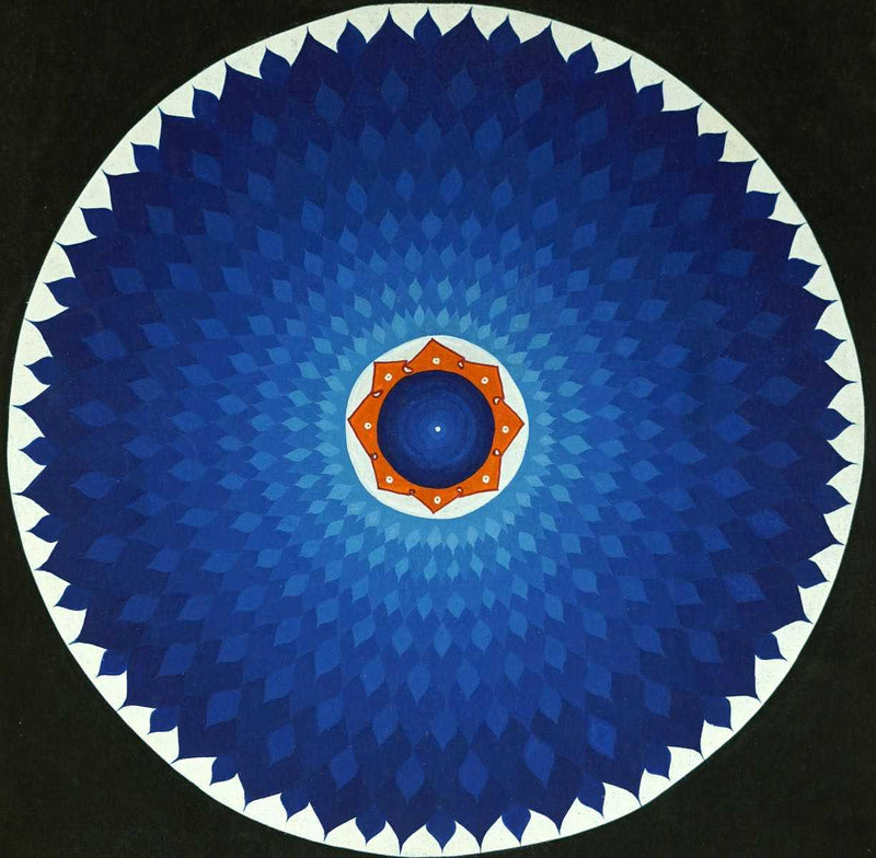 Thangka Painting of Blue Space Lotus Mandala
