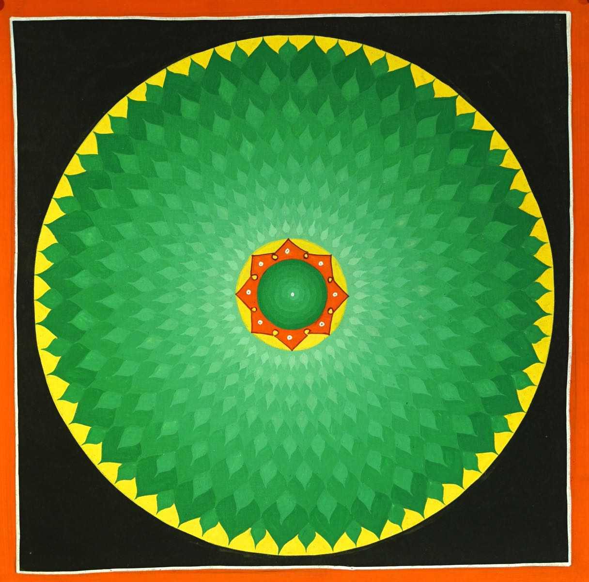 Green Lotus Mandala Thangka art