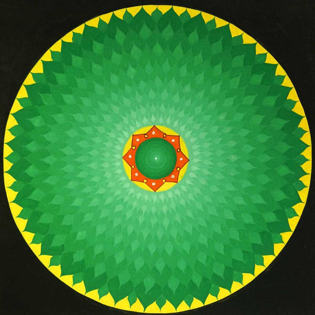 Green Lotus Mandala Thangka art