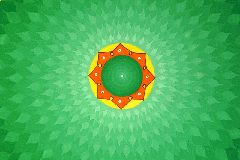 Green Lotus Mandala Thangka art