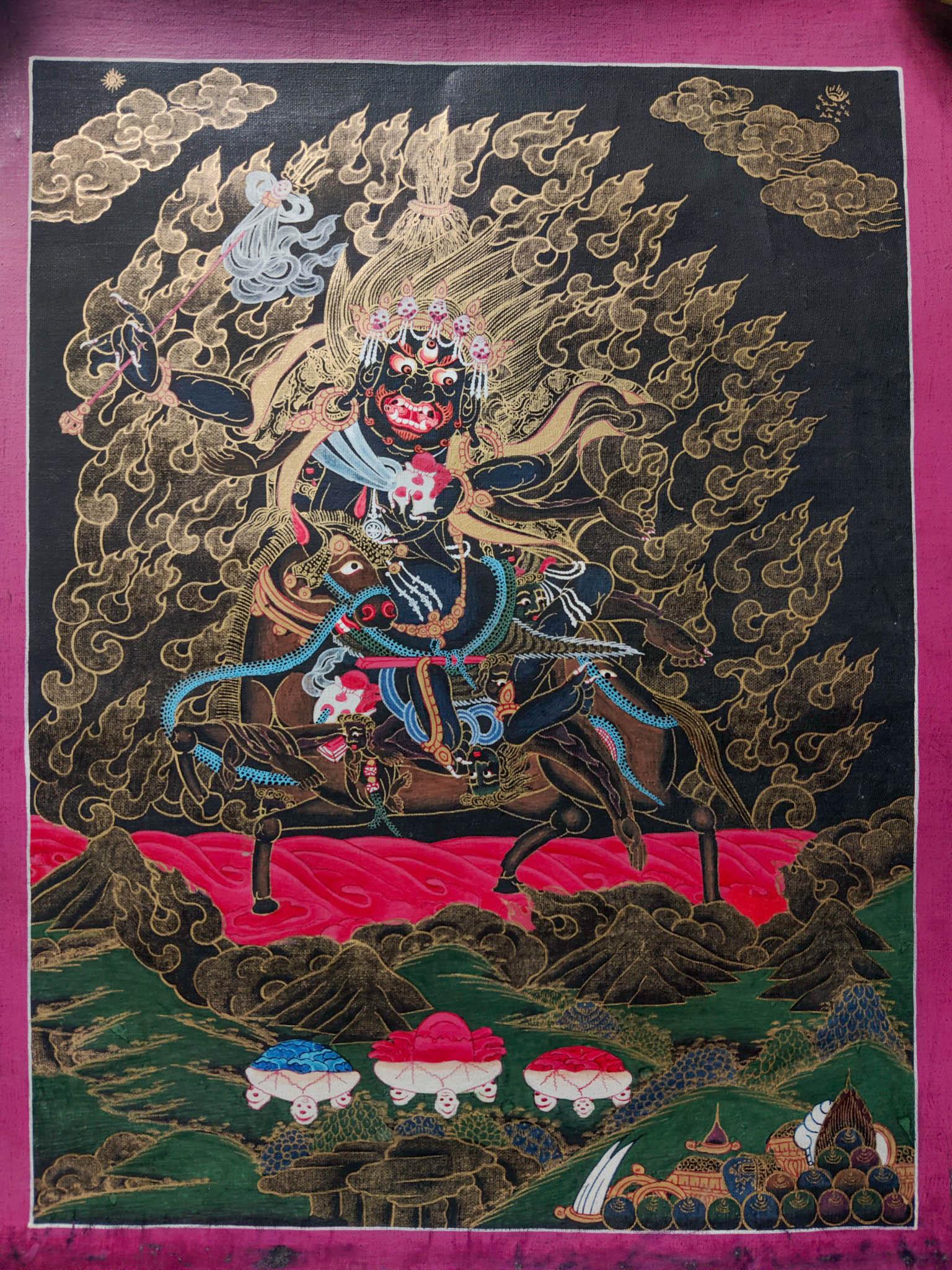 Palden Lhamo Wrathful Tibetan thangka art of protector 