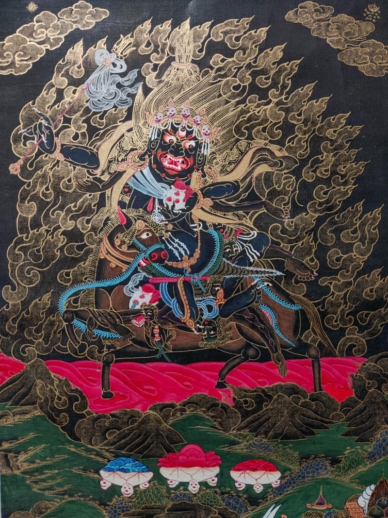 Palden Lhamo Wrathful Tibetan thangka art of protector
