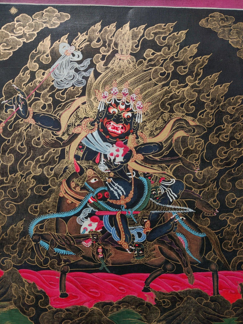 Palden Lhamo Wrathful Tibetan thangka art of protector