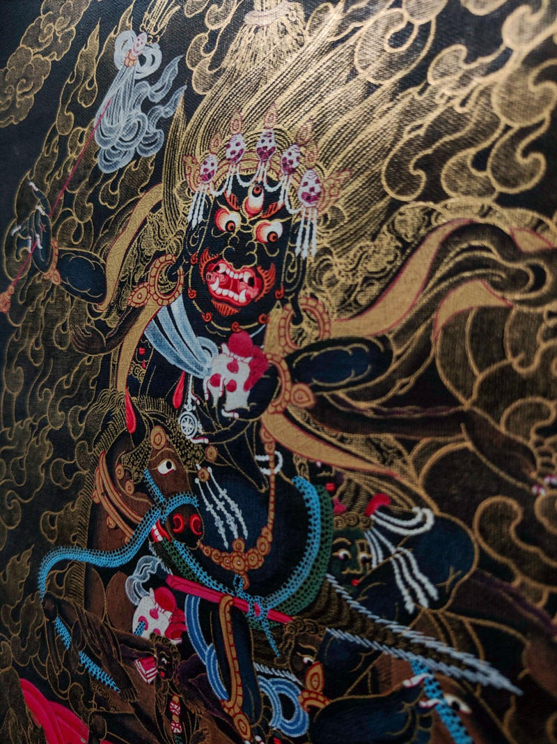 Palden Lhamo Wrathful Tibetan thangka art of protector