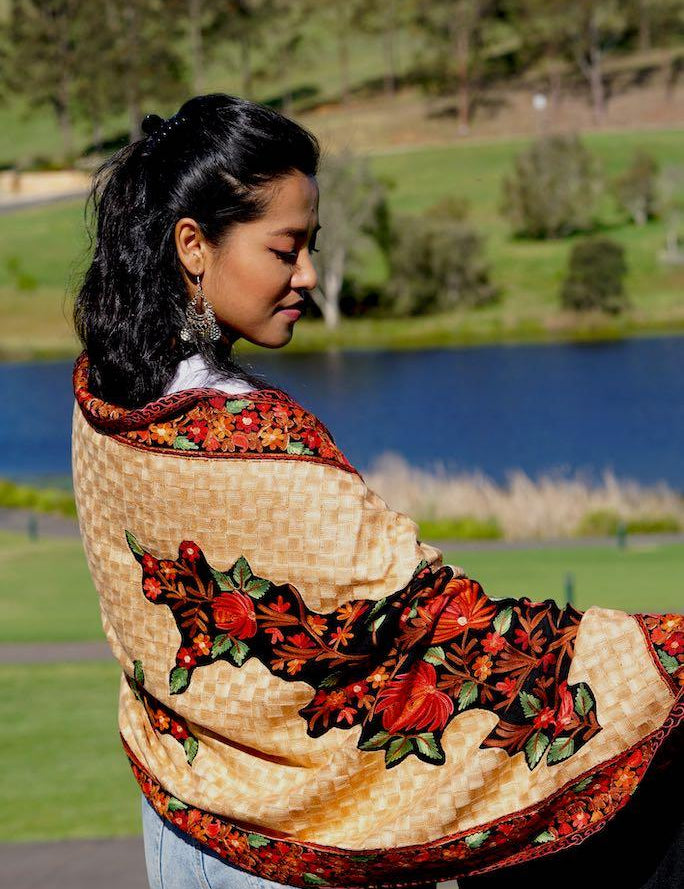 loral Embroidery shawls are elegant for everyday wear. Get the best deal at Himalayasshop.com for the Cashmere Women Shawl.