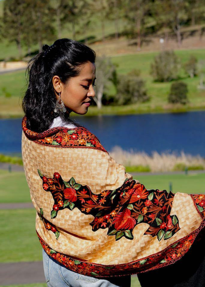 loral Embroidery shawls are elegant for everyday wear. Get the best deal at Himalayasshop.com for the Cashmere Women Shawl.