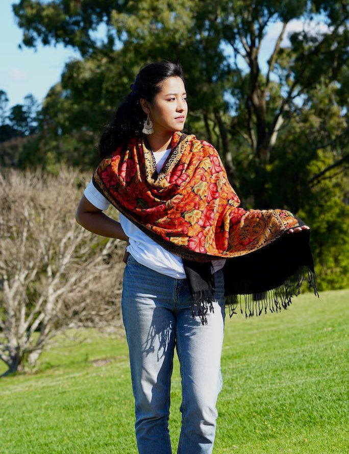 Buy our best hand woven pashmina stole online at lowest price. These Cashmere Embroidery stole has a great design for any wear at any place made ethically by supporting people from Himalayas.