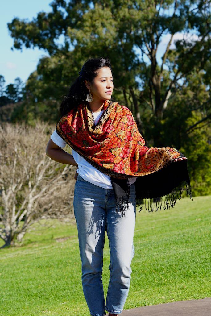 Buy our best hand woven pashmina stole online at lowest price. These Cashmere Embroidery stole has a great design for any wear at any place made ethically by supporting people from Himalayas.