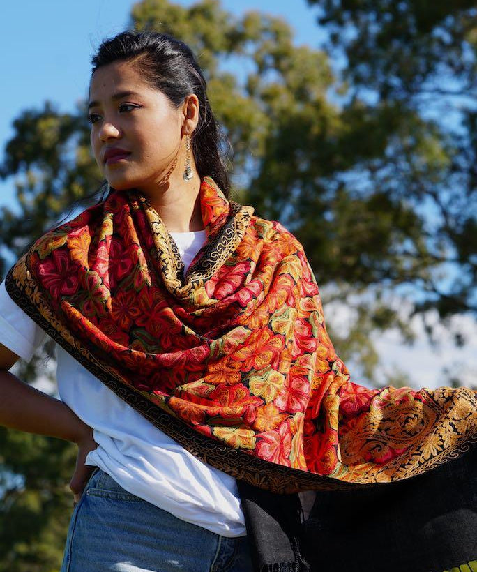Buy our best hand woven pashmina stole online at lowest price. These Cashmere Embroidery stole has a great design for any wear at any place made ethically by supporting people from Himalayas.