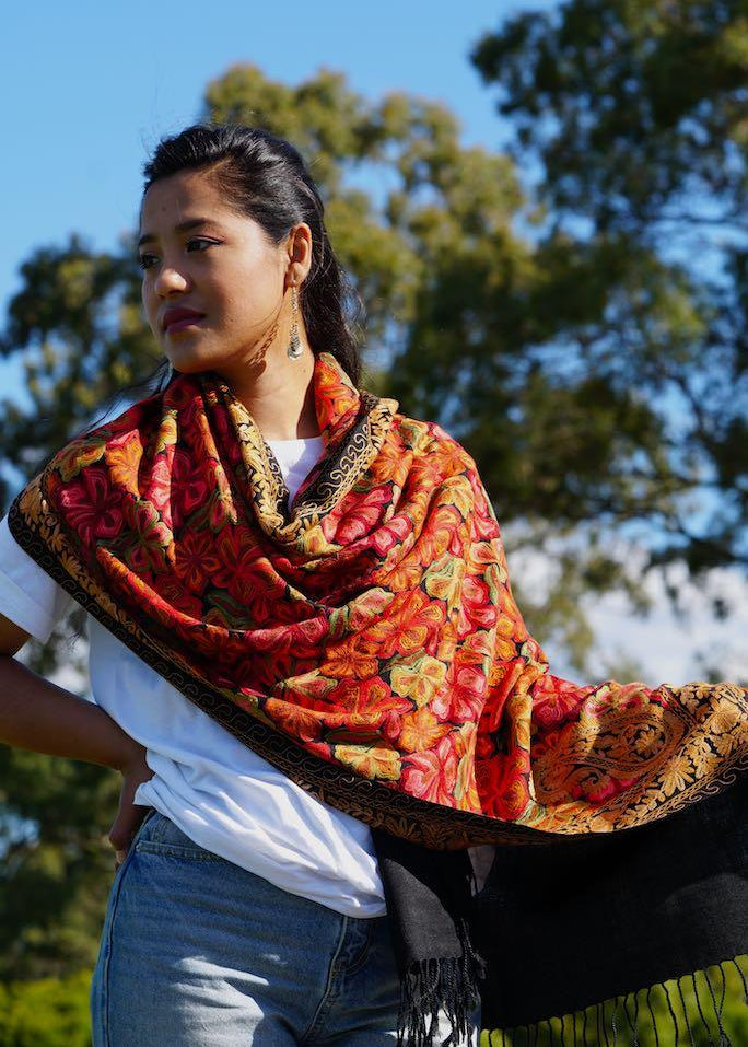 Buy our best hand woven pashmina stole online at lowest price. These Cashmere Embroidery stole has a great design for any wear at any place made ethically by supporting people from Himalayas.