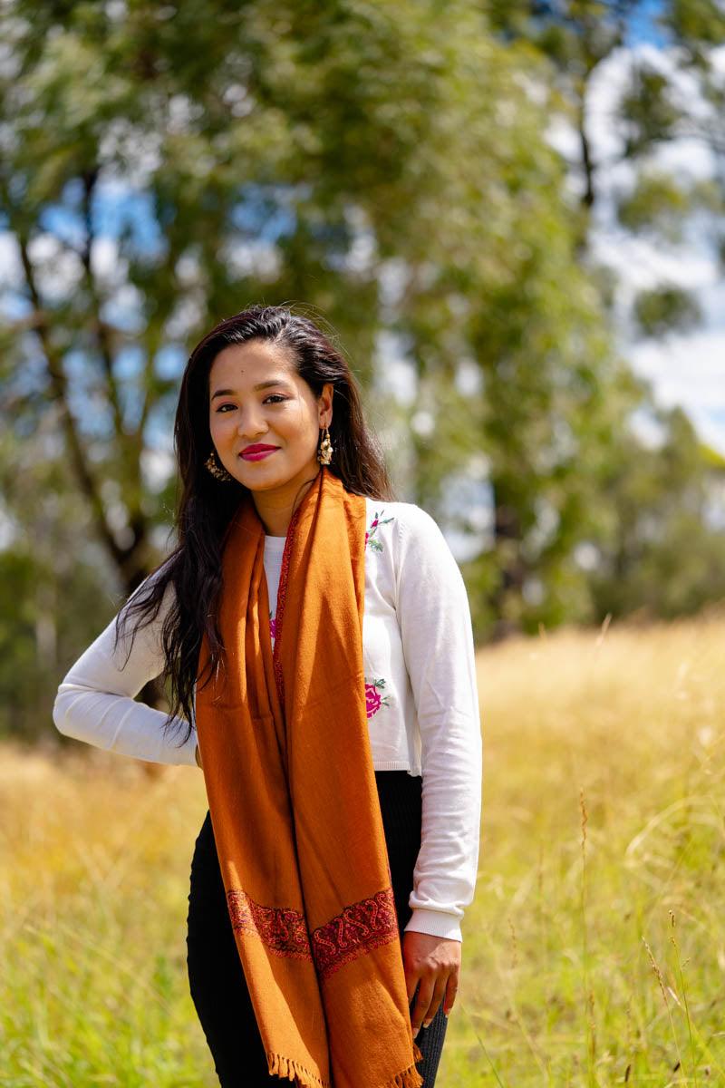 Beautiful model wearing pashmina shawl