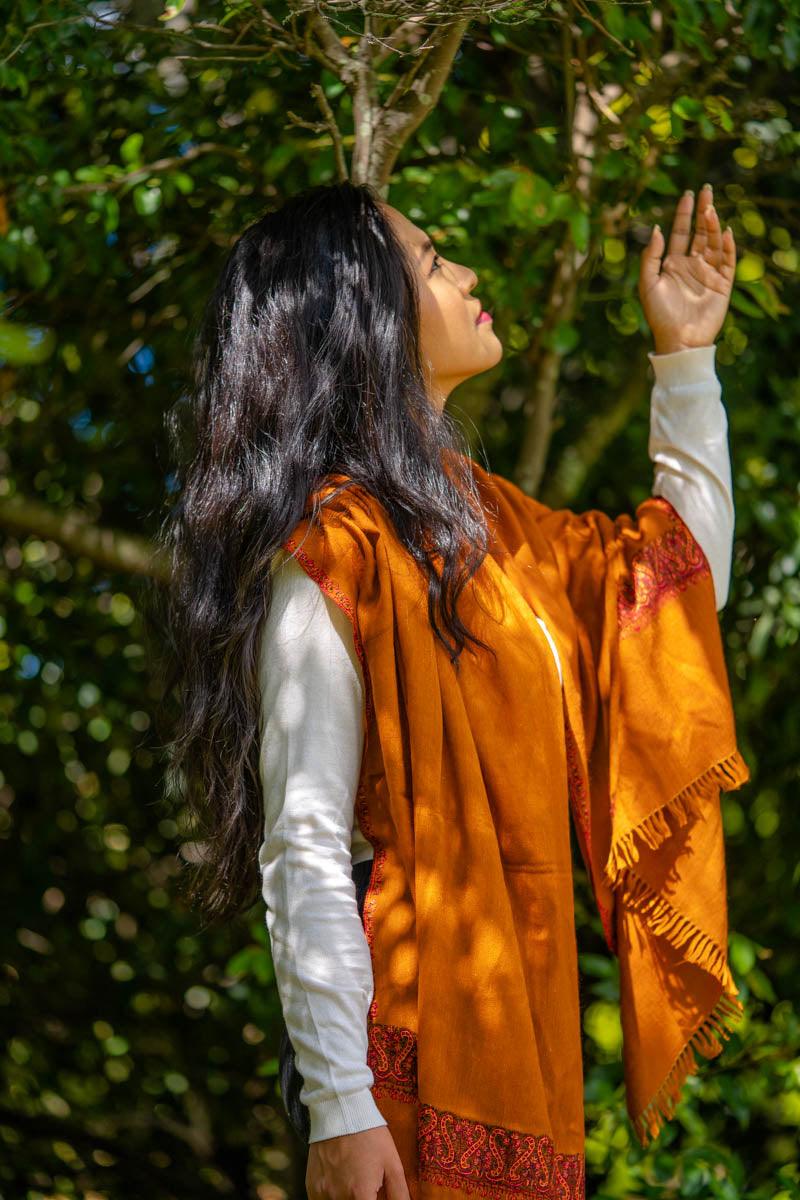 wearing pashimna shawl as daily wear