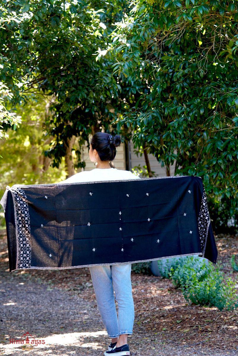 Popular black pashmina shawl for women to wear on any occasion .