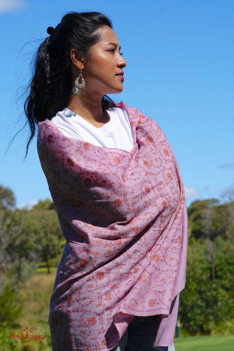 Lavender color pure pashmina shawl , ethically sourced and biodegradable.