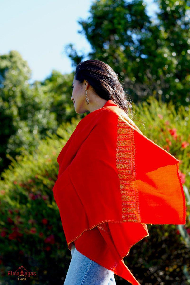 Bold and beautiful color red Pashmina Shawl can be best fit for your special days when you want to stand out! Ethical sourced & Sustainable environment friendly clothes.