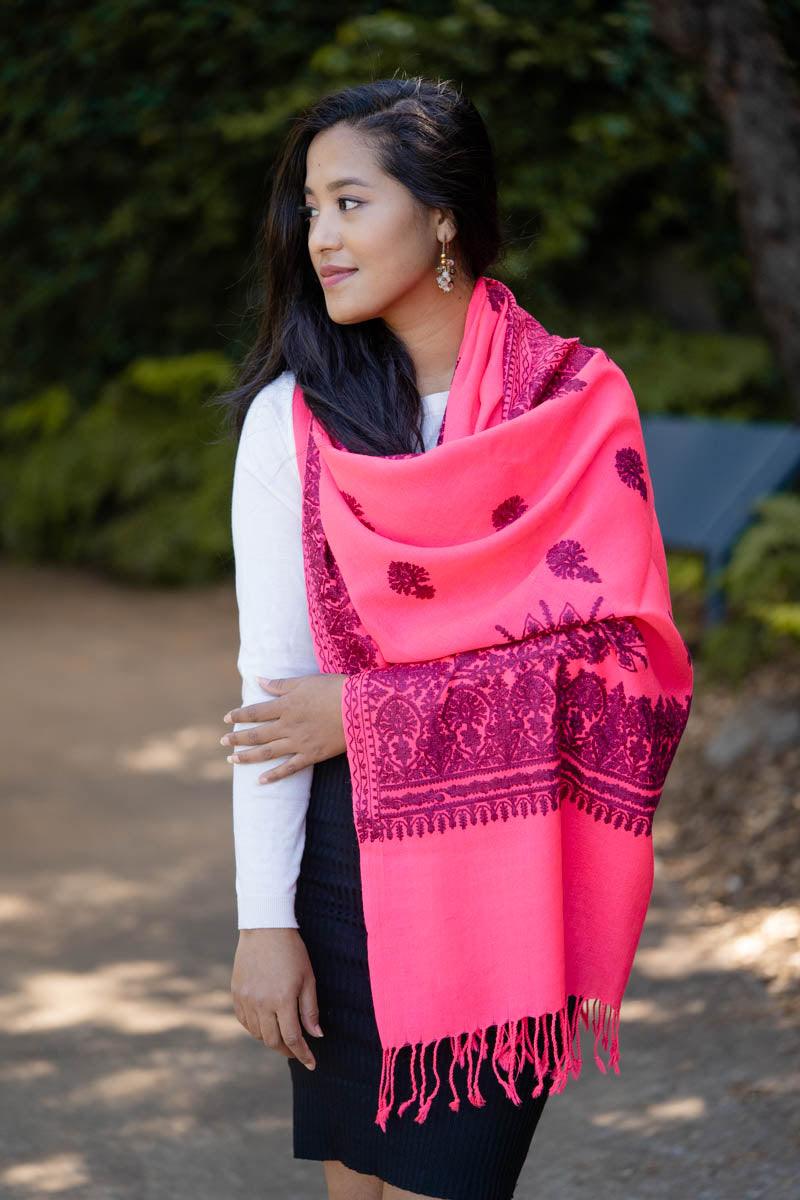 Silk and Pashmina shawl for girls made from himalayas
