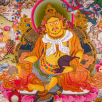 Jambhala also known as Kuber or Zambala is the god of Fortune and wealth. This is a tibetan thangka art on canvas of Jambhala