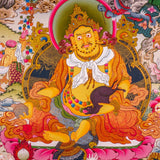 Jambhala also known as Kuber or Zambala is the god of Fortune and wealth. This is a tibetan thangka art on canvas of Jambhala