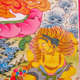 Jambhala also known as Kuber or Zambala is the god of Fortune and wealth. This is a tibetan thangka art on canvas of Jambhala