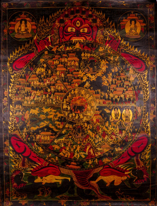 Wheel of life thangka painting Antique collection about the samsara 