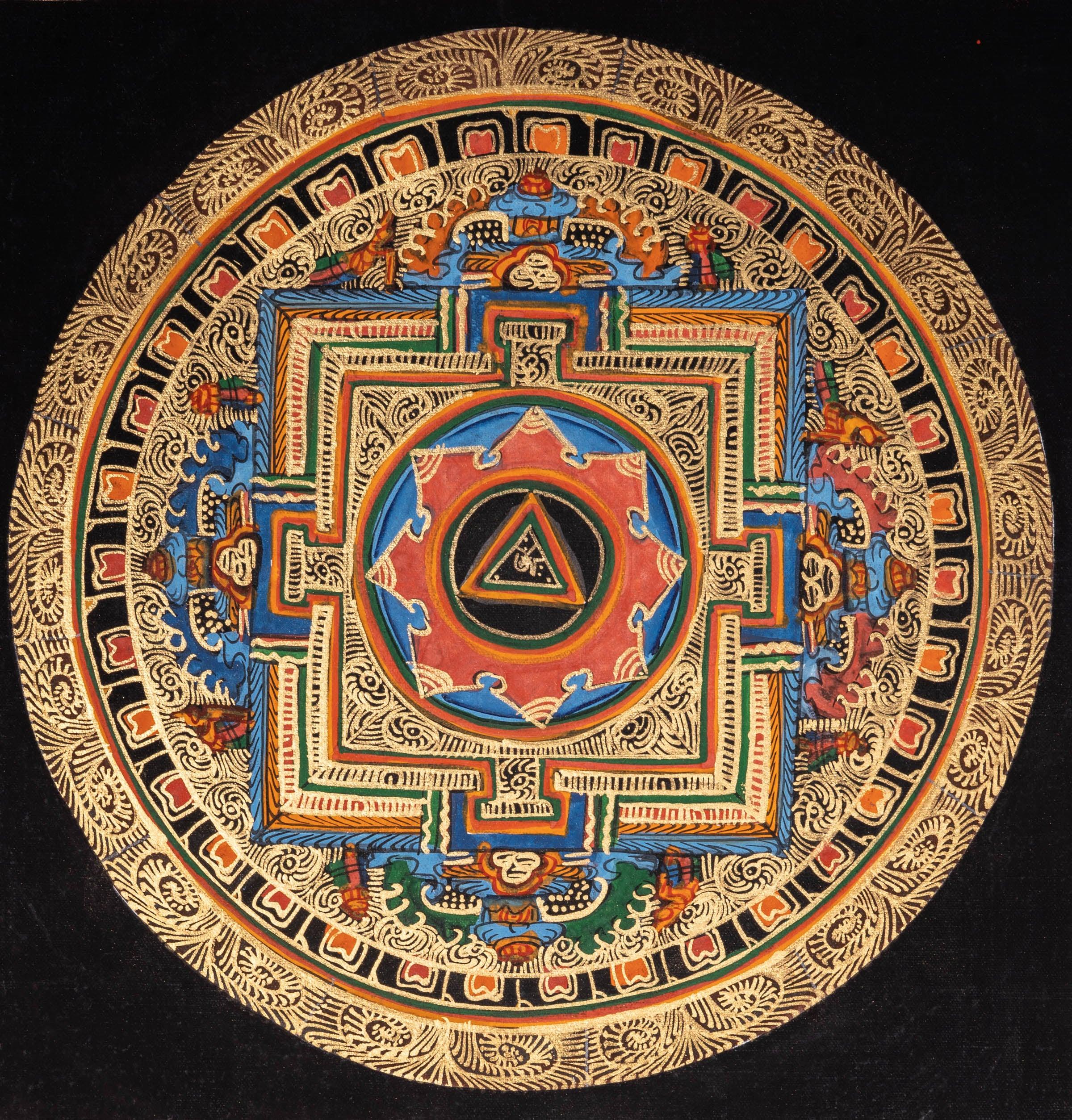 Mantra Mandala Thangka with 8 suspicious symbol - Himalayas Shop