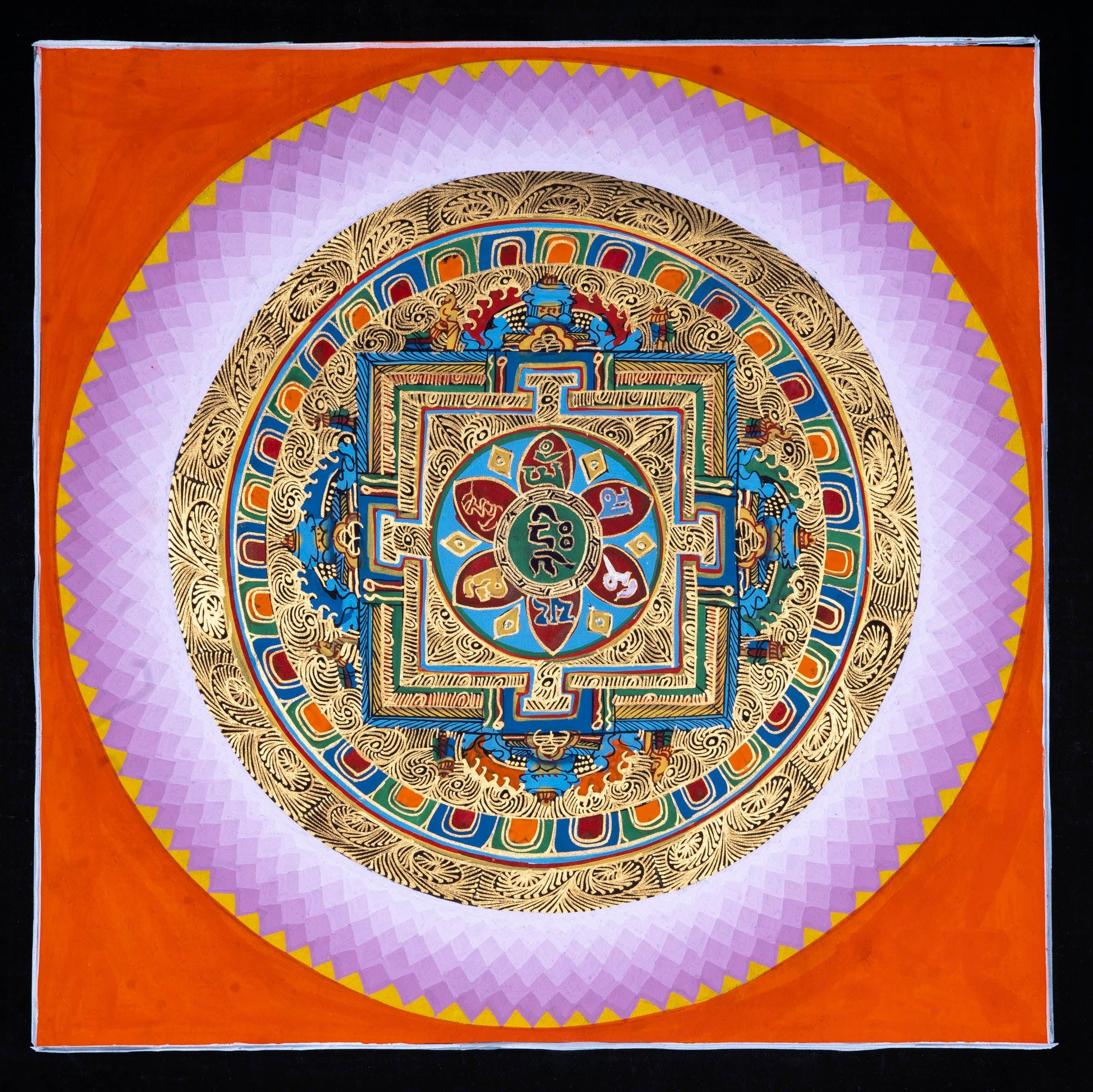 Wall Hanging Thangka Painting | Om Mandala - Himalayas Shop