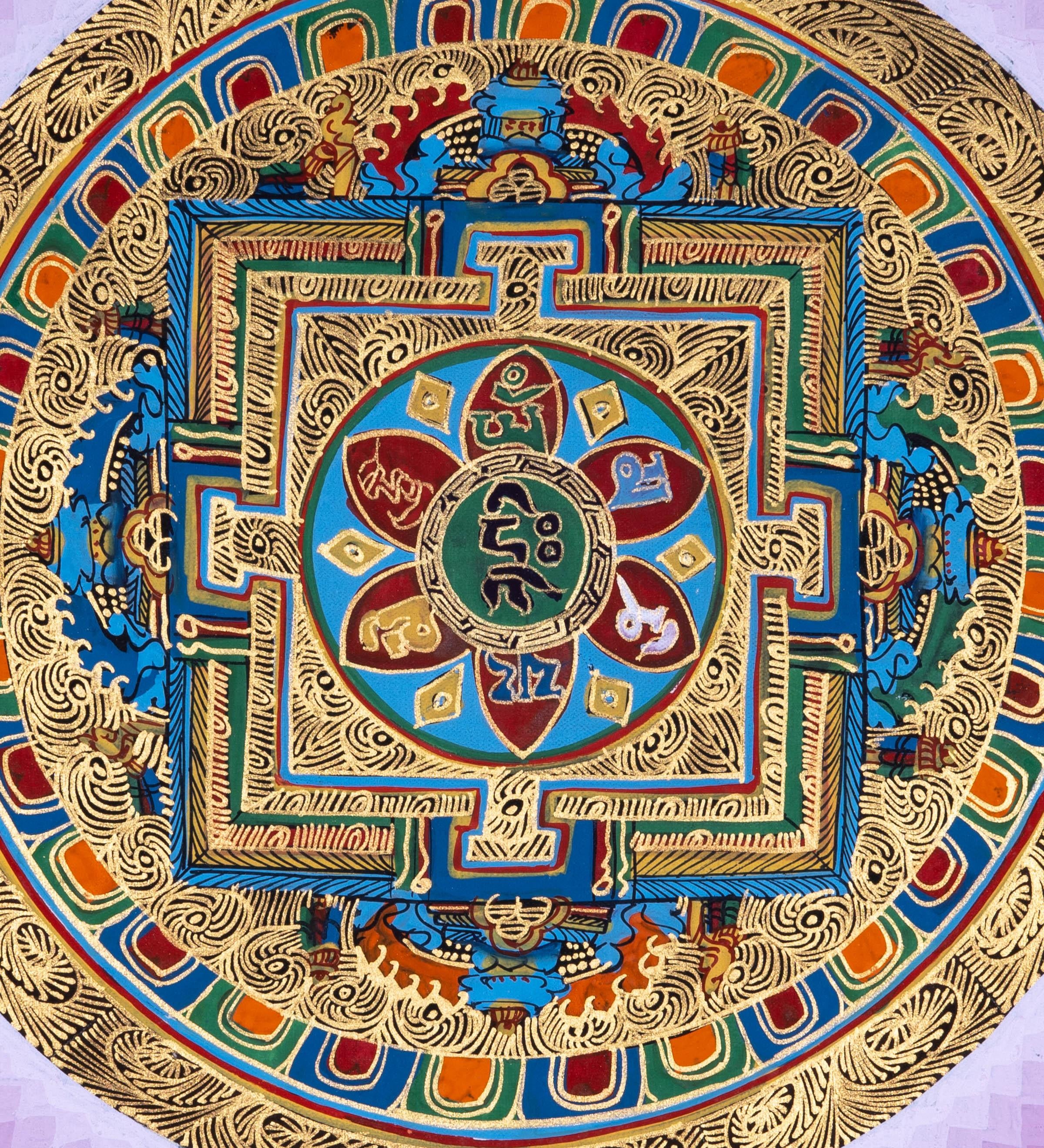 Wall Hanging Thangka Painting | Om Mandala - Himalayas Shop