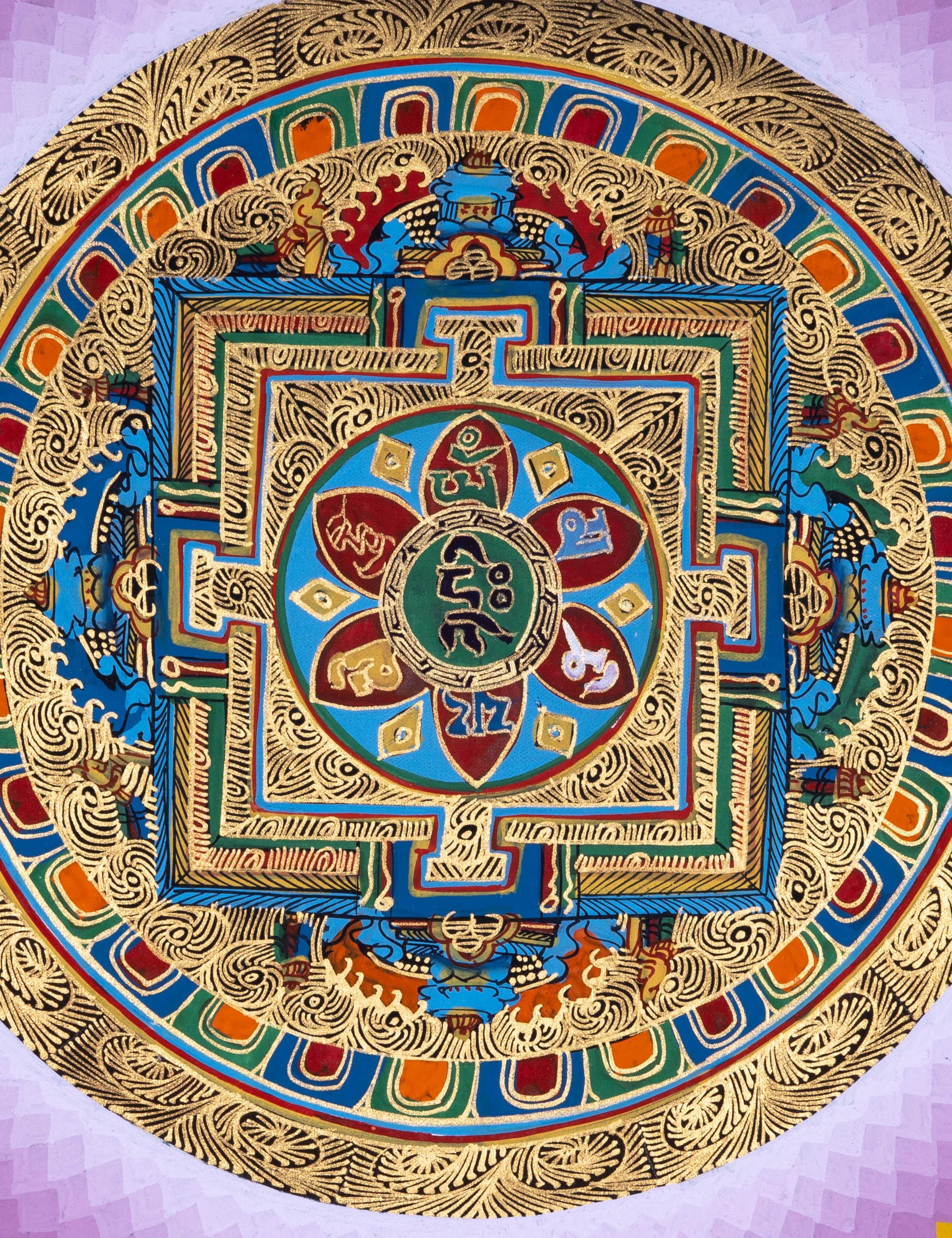 Wall Hanging Thangka Painting | Om Mandala - Himalayas Shop