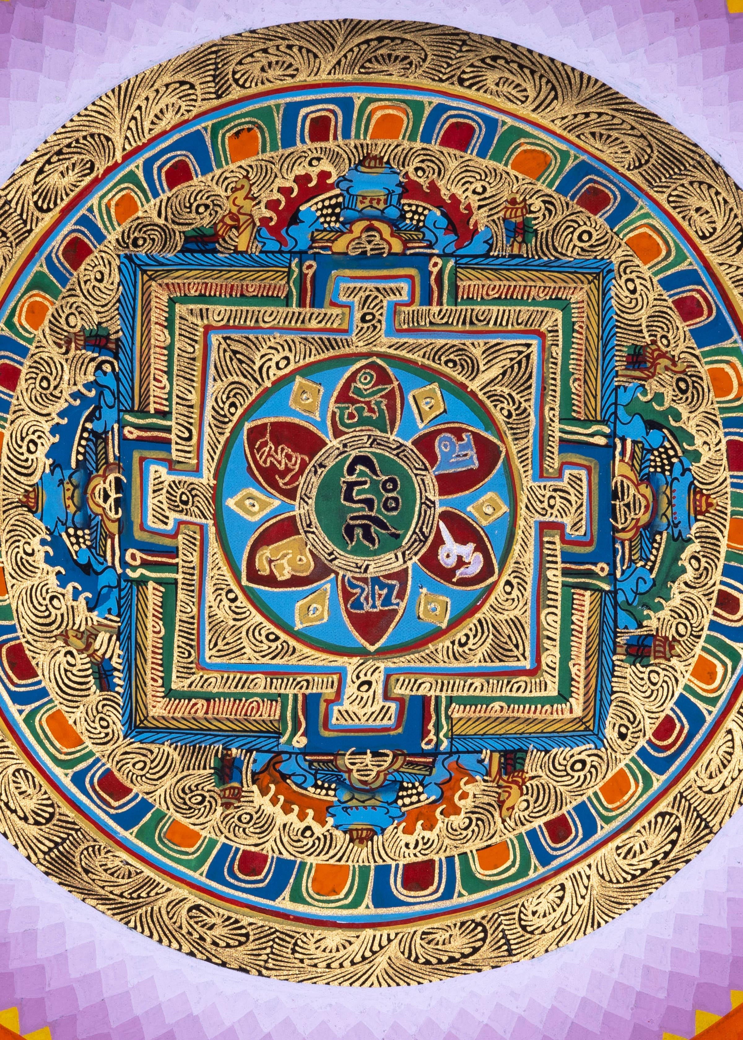Wall Hanging Thangka Painting | Om Mandala - Himalayas Shop