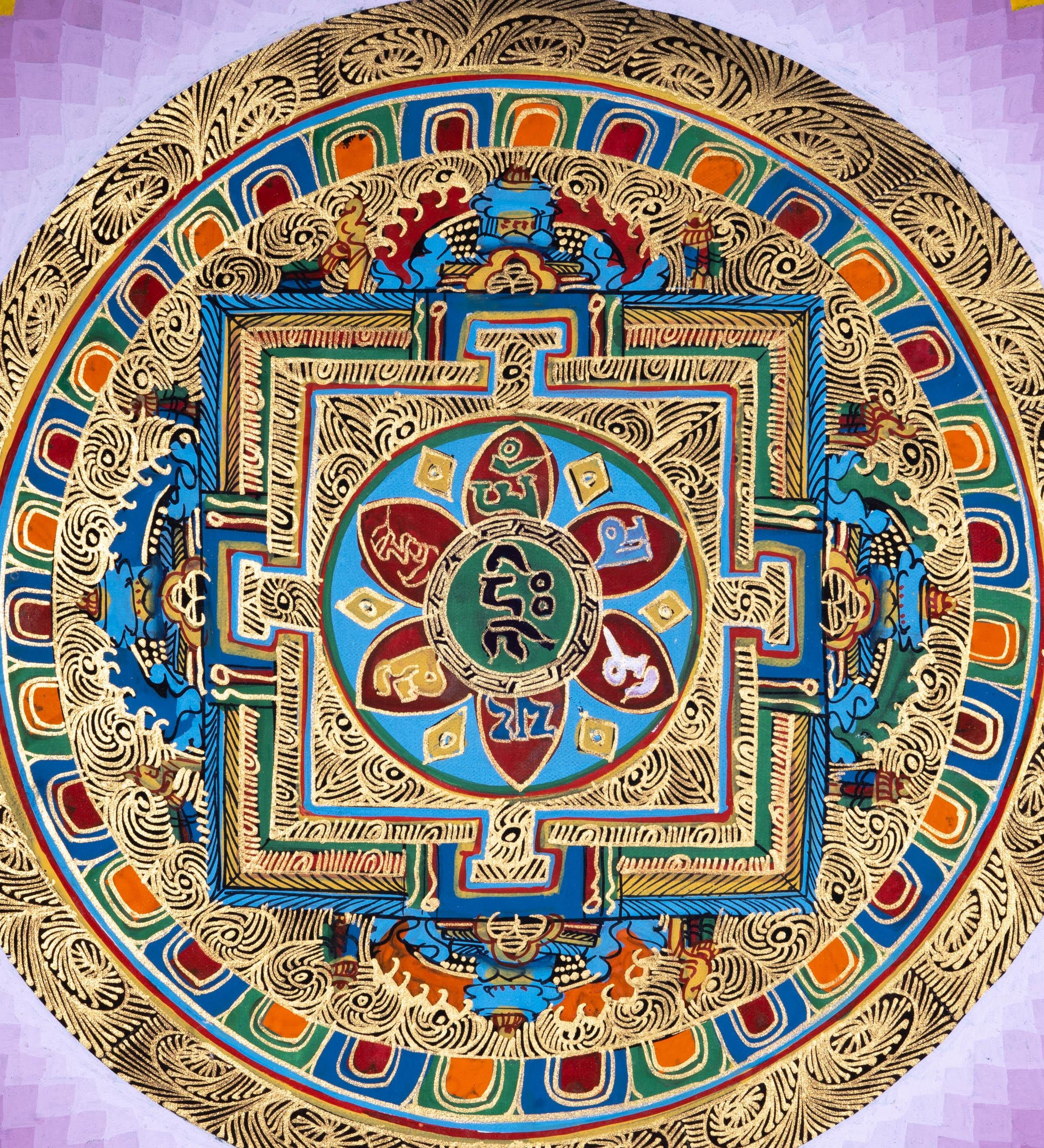 Wall Hanging Thangka Painting | Om Mandala - Himalayas Shop