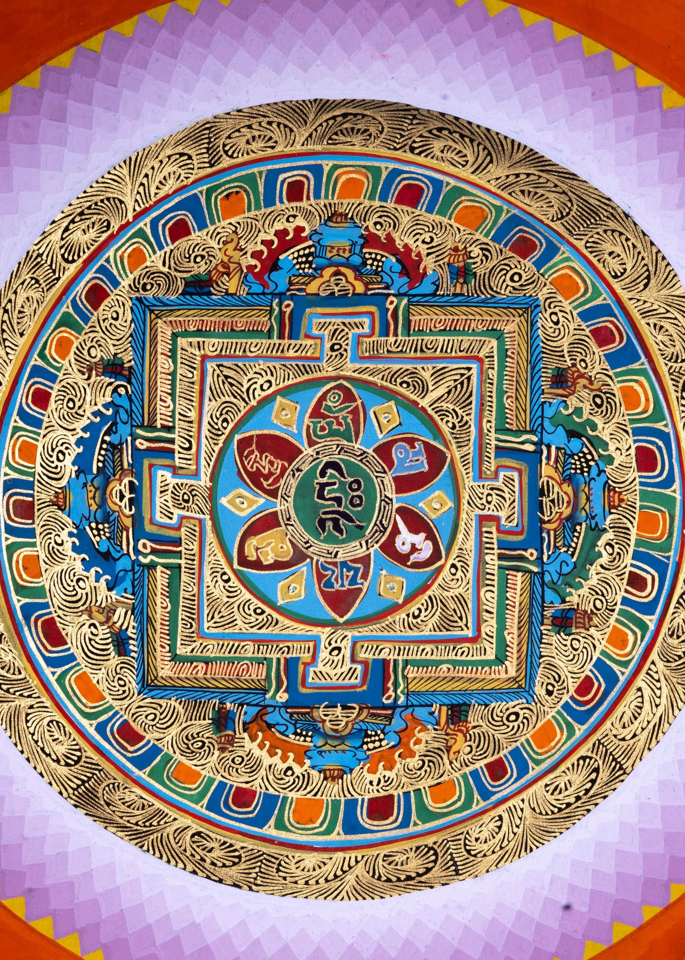 Wall Hanging Thangka Painting | Om Mandala - Himalayas Shop