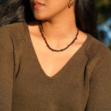Red Garnet crystal chips necklace wine color 