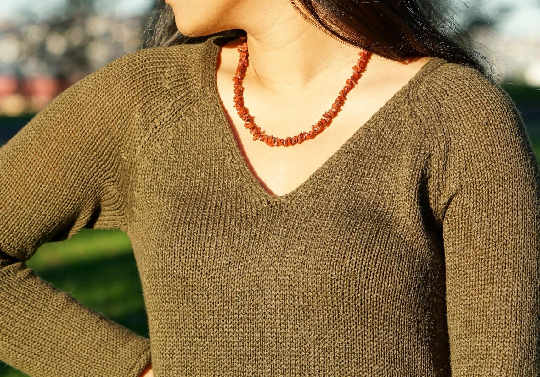 Red Jasper crystal chips necklace handmade originally in Nepal