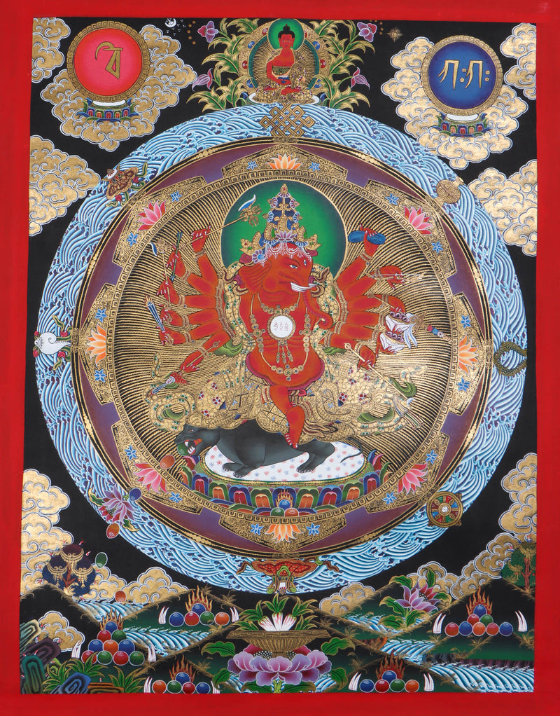12 Arms Ganesh Thangka Painting