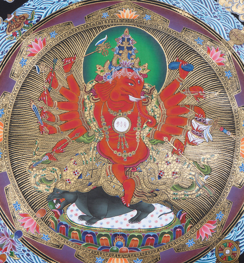 12 Arms Ganesh Thangka Painting