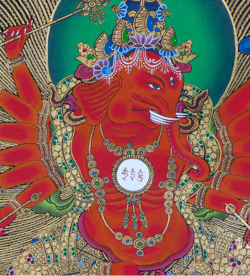 12 Arms Ganesh Thangka Painting
