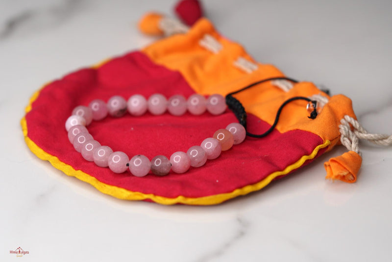 Rose Quartz is the stone of unconditional love. One of the most important stones for Heart Chakra work, Rose Quartz opens the heart to all types of love. Wear this rose quartz bracelet to open up your heart chakra. A perfect gift for your loved ones.