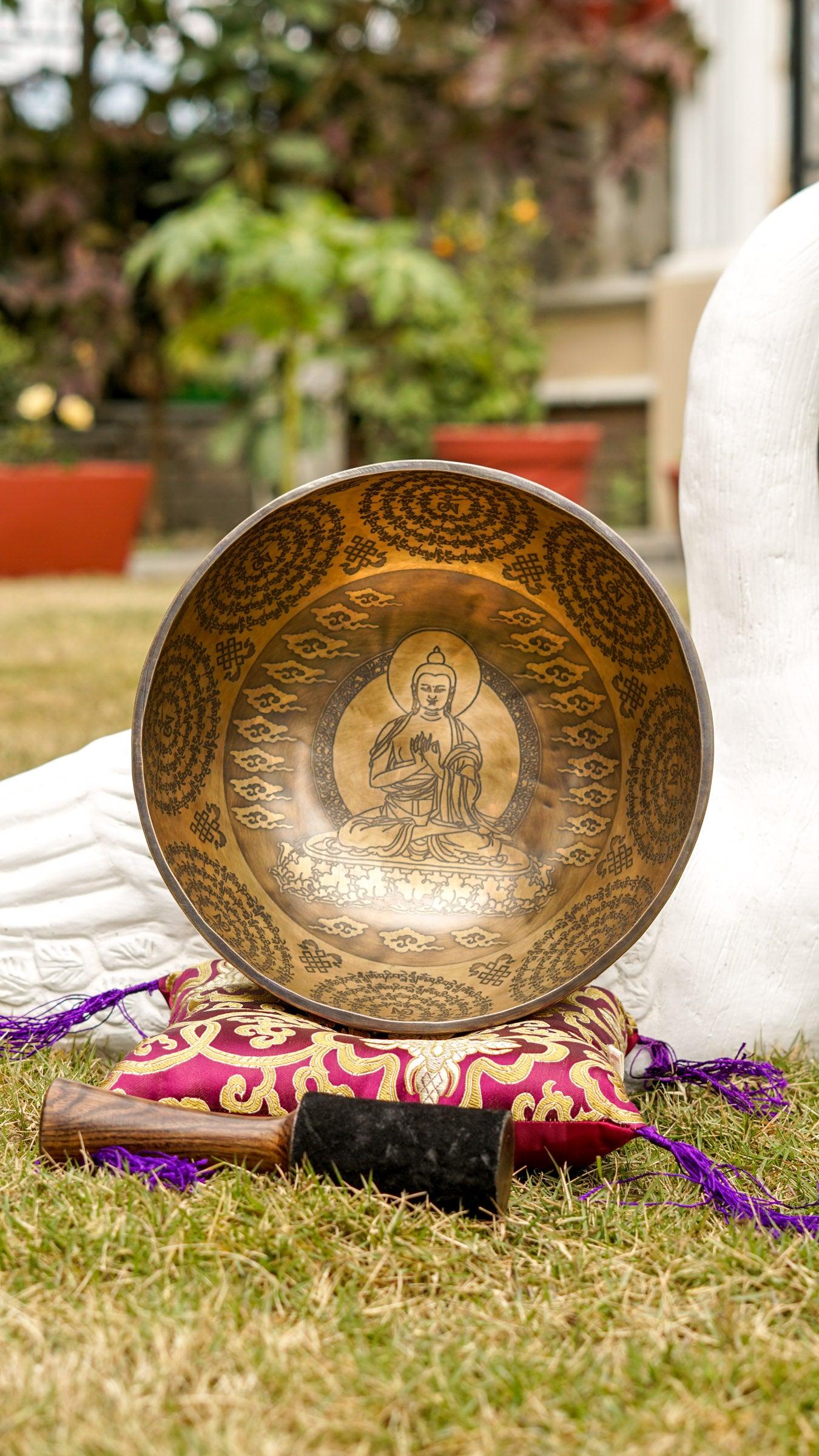 Maitreya Buddha Singing Bowl for Sound healing and meditation. Fine Art high Quality Singing Bowl
