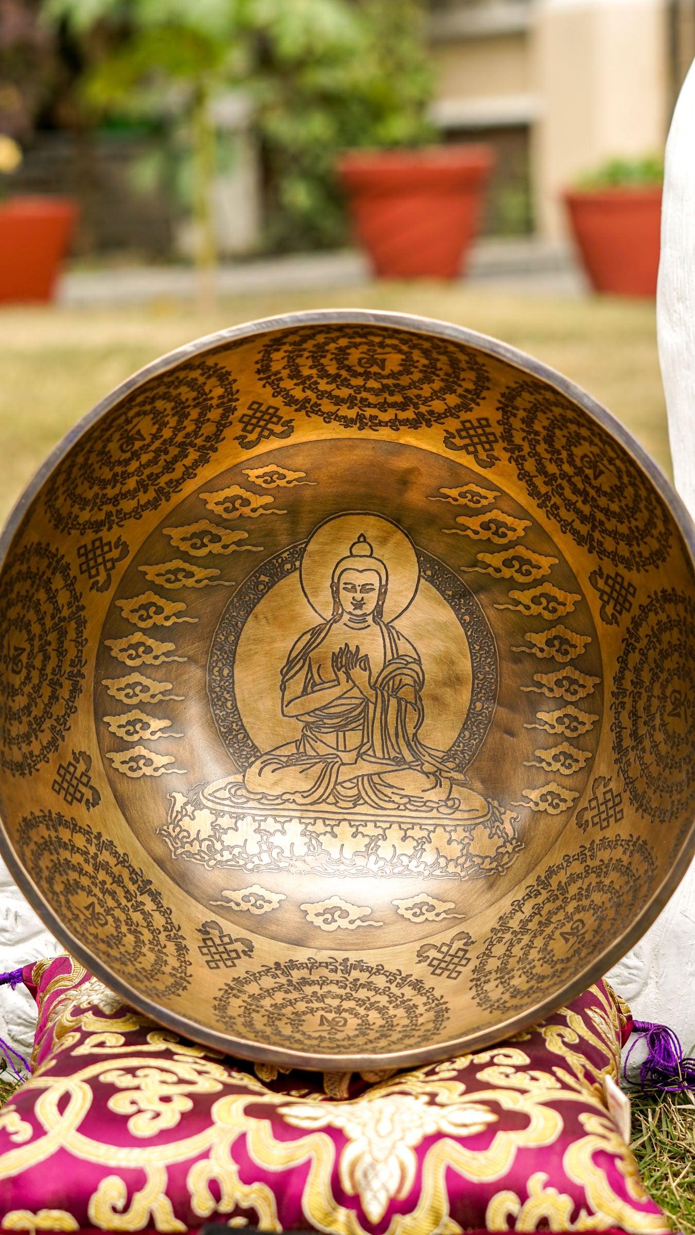 Maitreya Buddha Singing Bowl for Sound healing and meditation. Fine Art high Quality Singing Bowl
